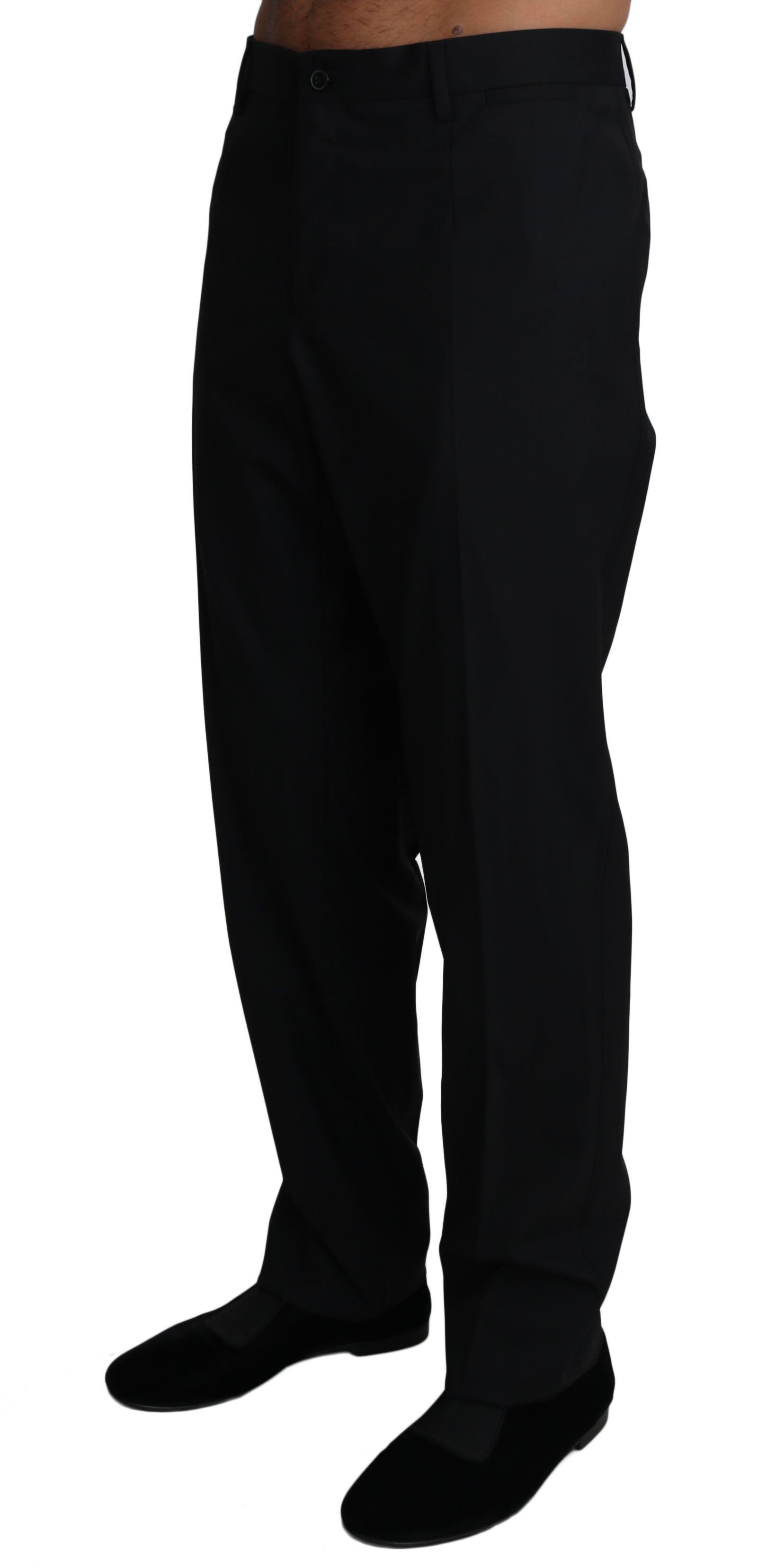 Black Wool Stretch Dress Trousers Pants-Dolce & Gabbana-LabelTerrace.com