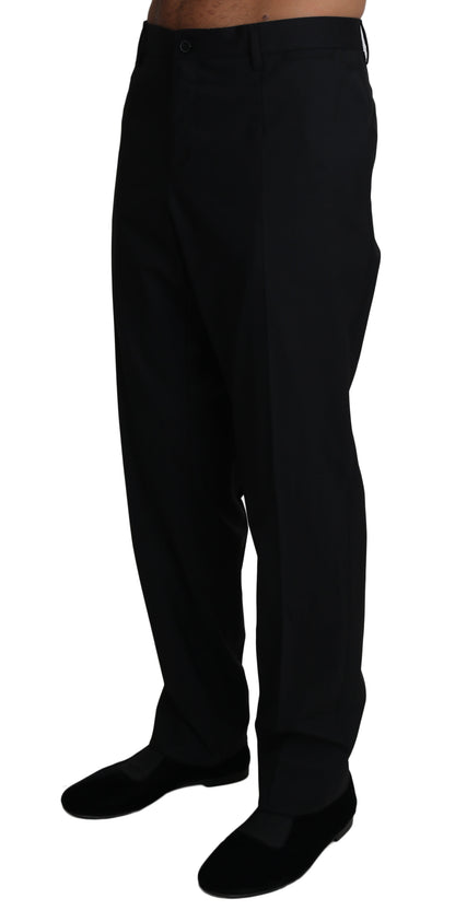 Black Wool Stretch Dress Trousers Pants-Dolce & Gabbana-LabelTerrace.com