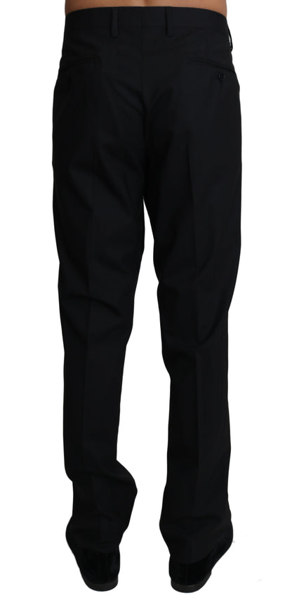 Black Wool Stretch Dress Trousers Pants-Dolce & Gabbana-LabelTerrace.com