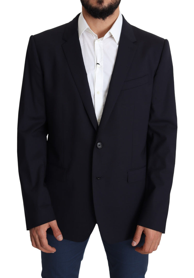 Black Wool Stretch Men Coat MARTINI Blazer-Dolce & Gabbana-LabelTerrace.com