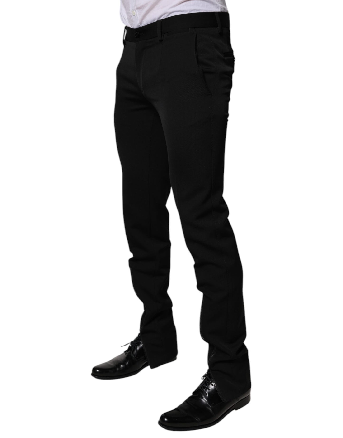 Black Wool Tapered Formal Dress Pants-Dolce & Gabbana-LabelTerrace.com