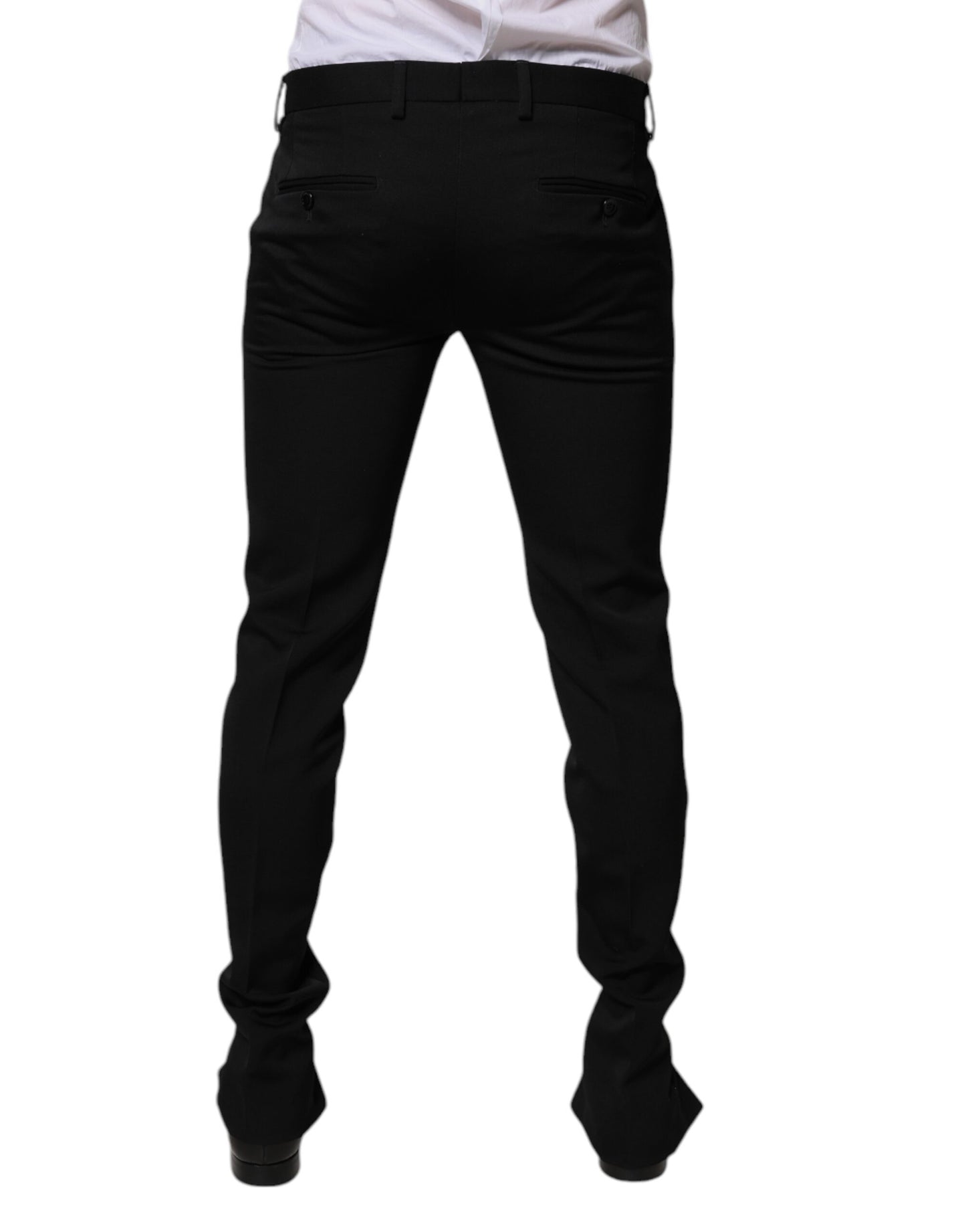 Black Wool Tapered Formal Dress Pants-Dolce & Gabbana-LabelTerrace.com