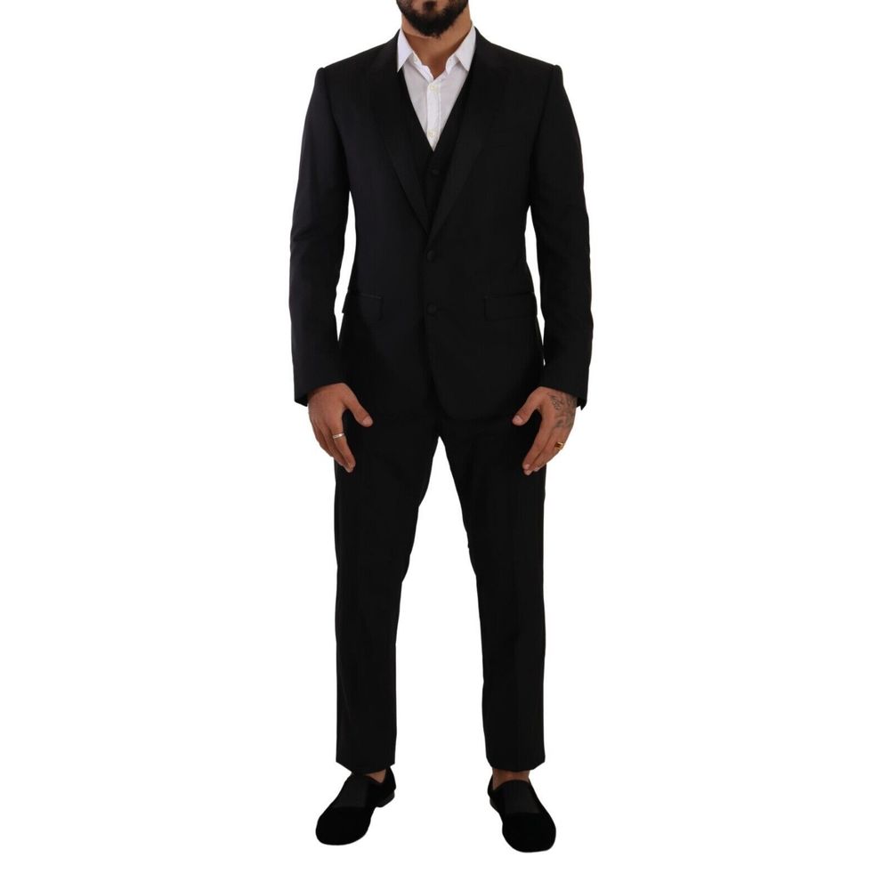 Black Wool Three-Piece Suit