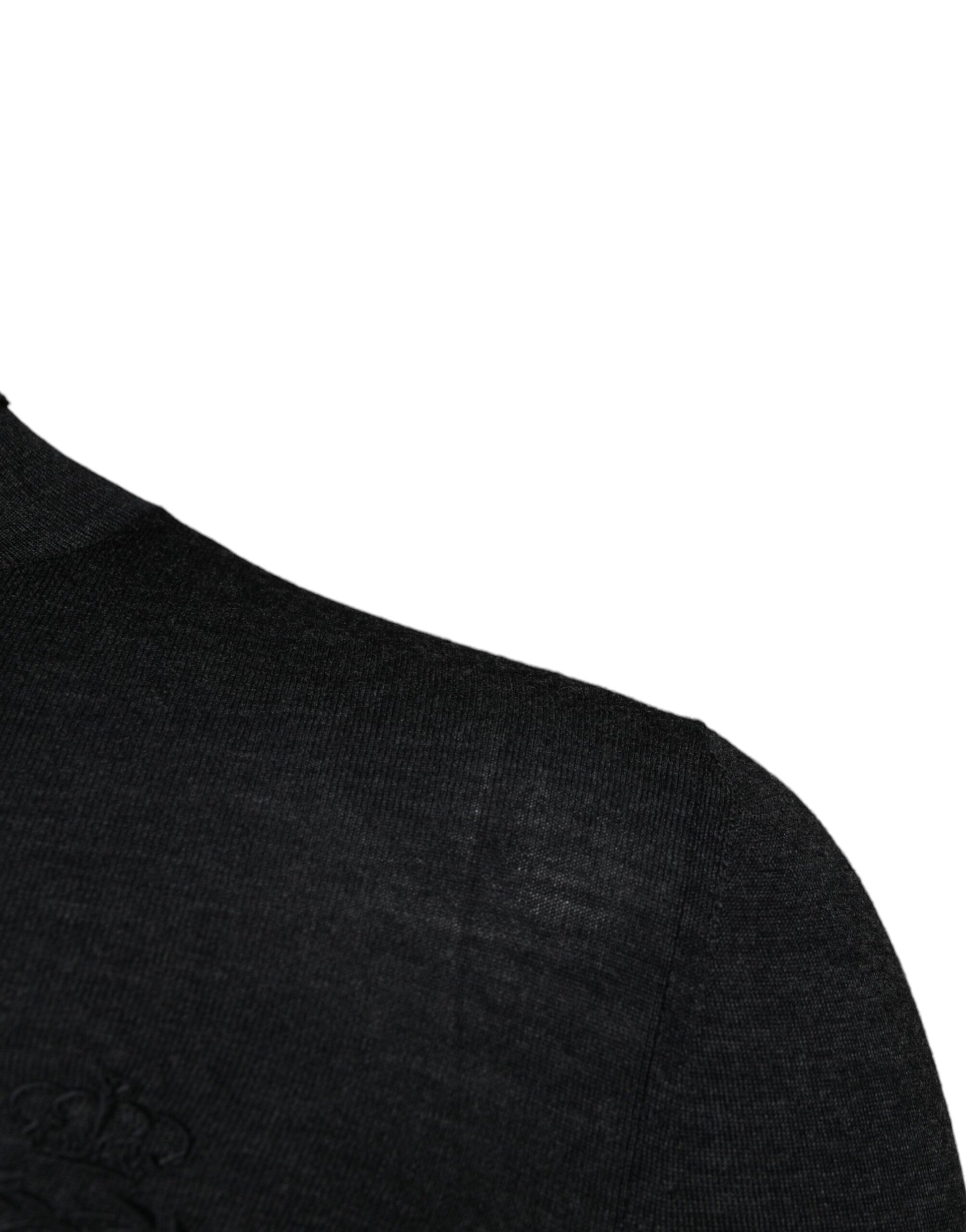 Black Wool Turtle Neck Men Pullover Sweater-Dolce & Gabbana-LabelTerrace.com