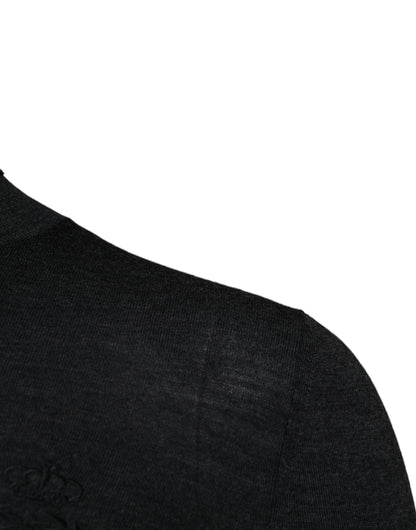 Black Wool Turtle Neck Men Pullover Sweater-Dolce & Gabbana-LabelTerrace.com