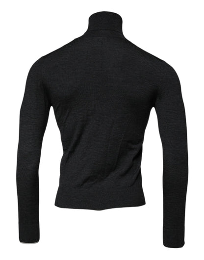 Black Wool Turtle Neck Men Pullover Sweater-Dolce & Gabbana-LabelTerrace.com