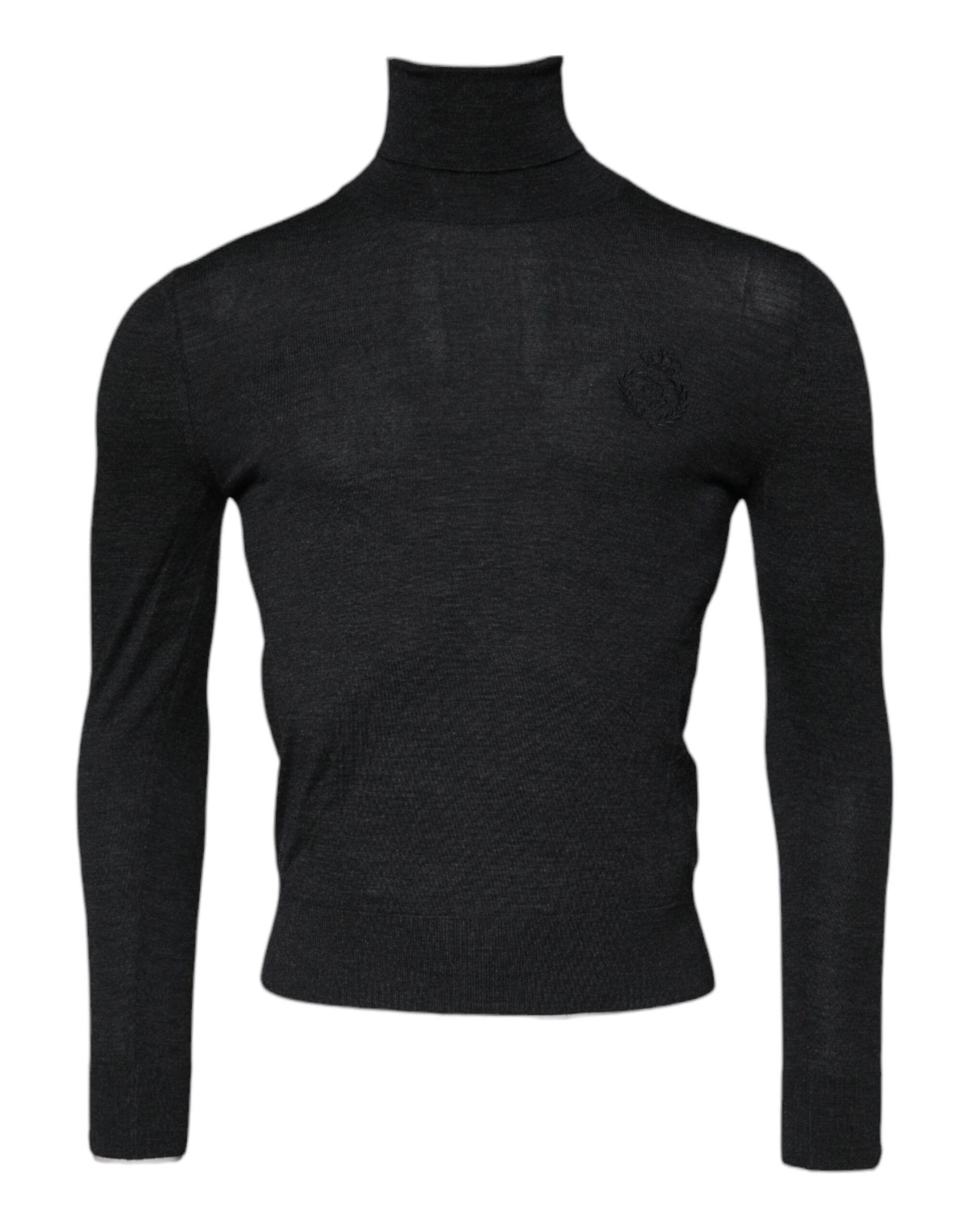 Black Wool Turtle Neck Men Pullover Sweater-Dolce & Gabbana-LabelTerrace.com