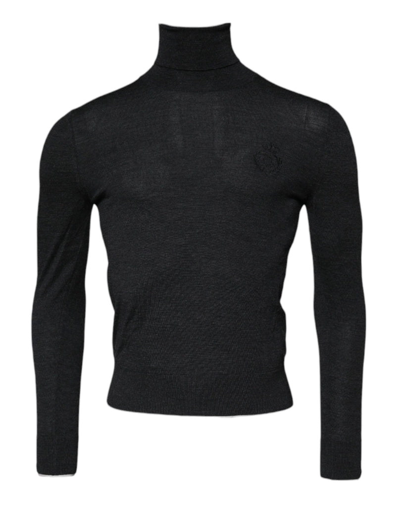 Black Wool Turtle Neck Men Pullover Sweater-Dolce & Gabbana-LabelTerrace.com