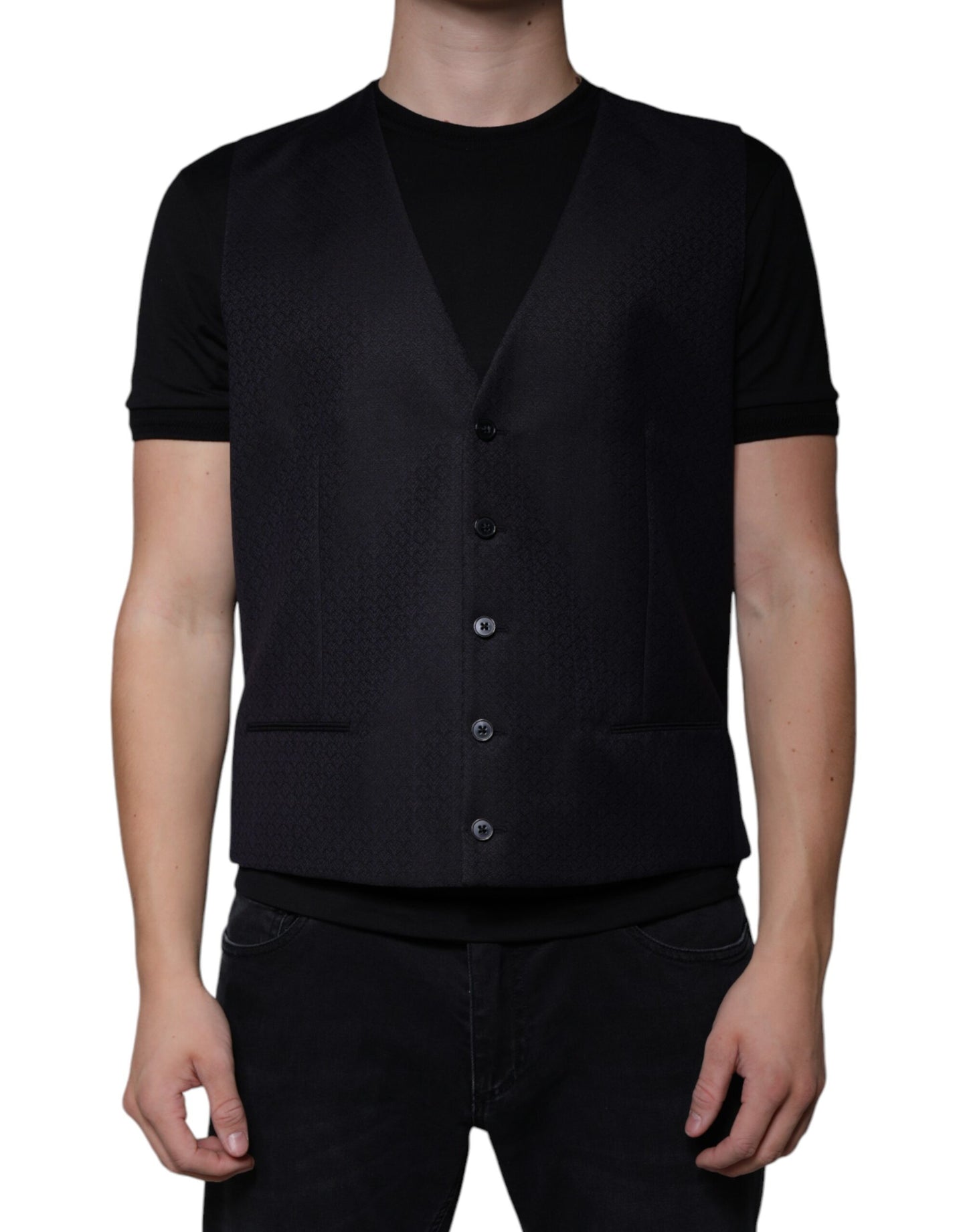 Black Wool Waistcoat Dress Formal Vest-Dolce & Gabbana-LabelTerrace.com