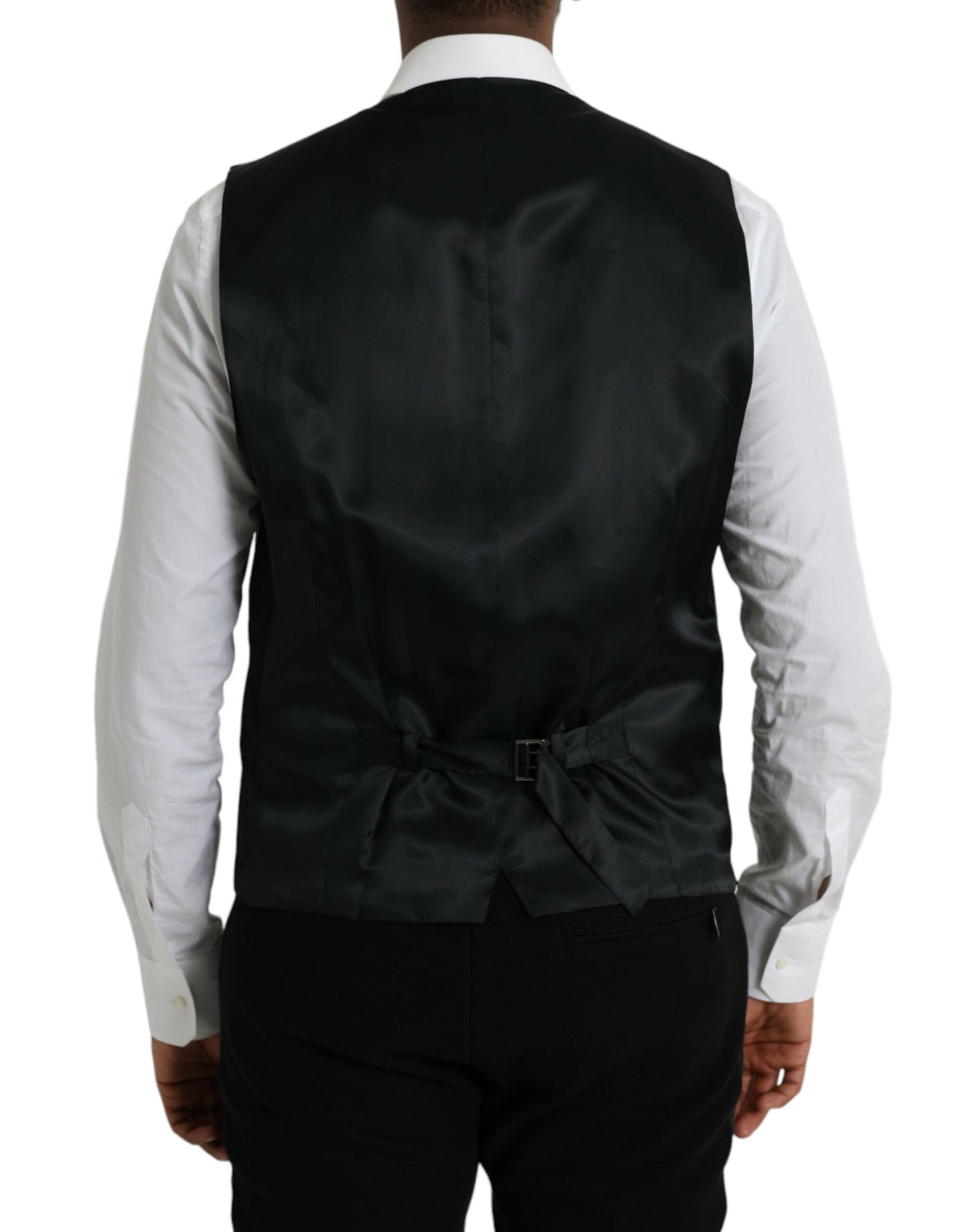 Black Wool Waistcoat Dress Formal Vest-Dolce & Gabbana-LabelTerrace.com