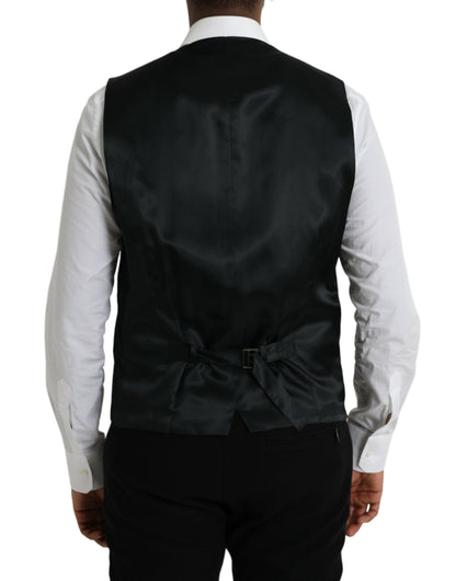 Black Wool Waistcoat Dress Formal Vest-Dolce & Gabbana-LabelTerrace.com
