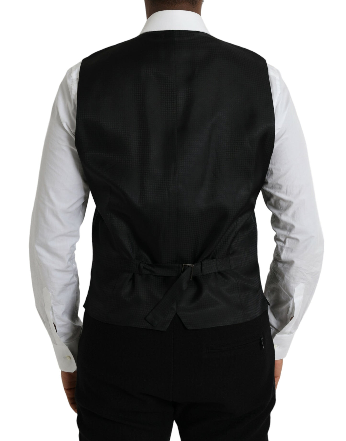 Black Wool Waistcoat Dress Formal Vest-Dolce & Gabbana-LabelTerrace.com