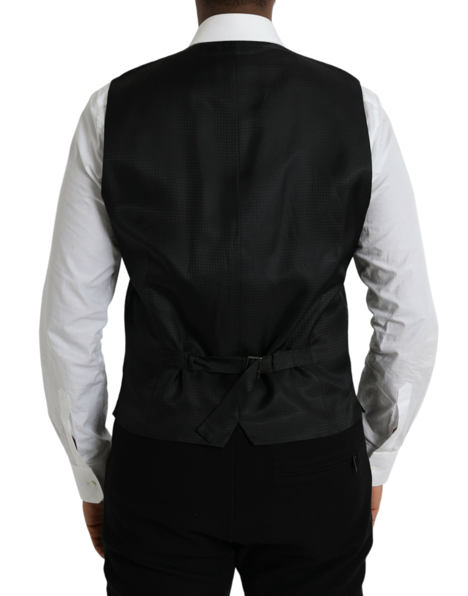 Black Wool Waistcoat Dress Formal Vest-Dolce & Gabbana-LabelTerrace.com
