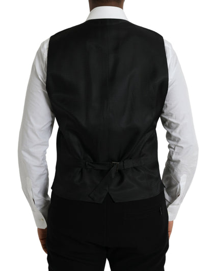 Black Wool Waistcoat Dress Formal Vest-Dolce & Gabbana-LabelTerrace.com