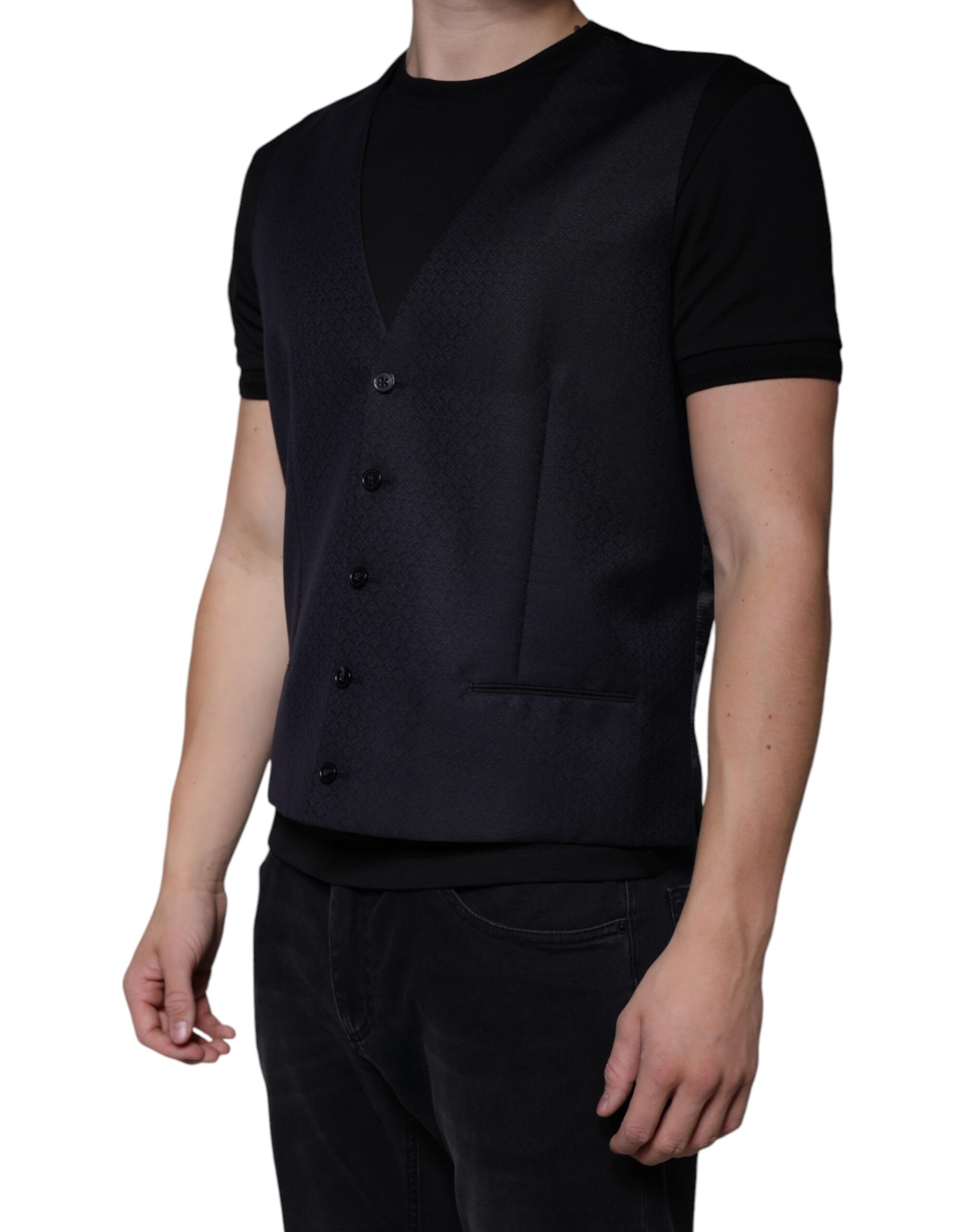Black Wool Waistcoat Dress Formal Vest-Dolce & Gabbana-LabelTerrace.com