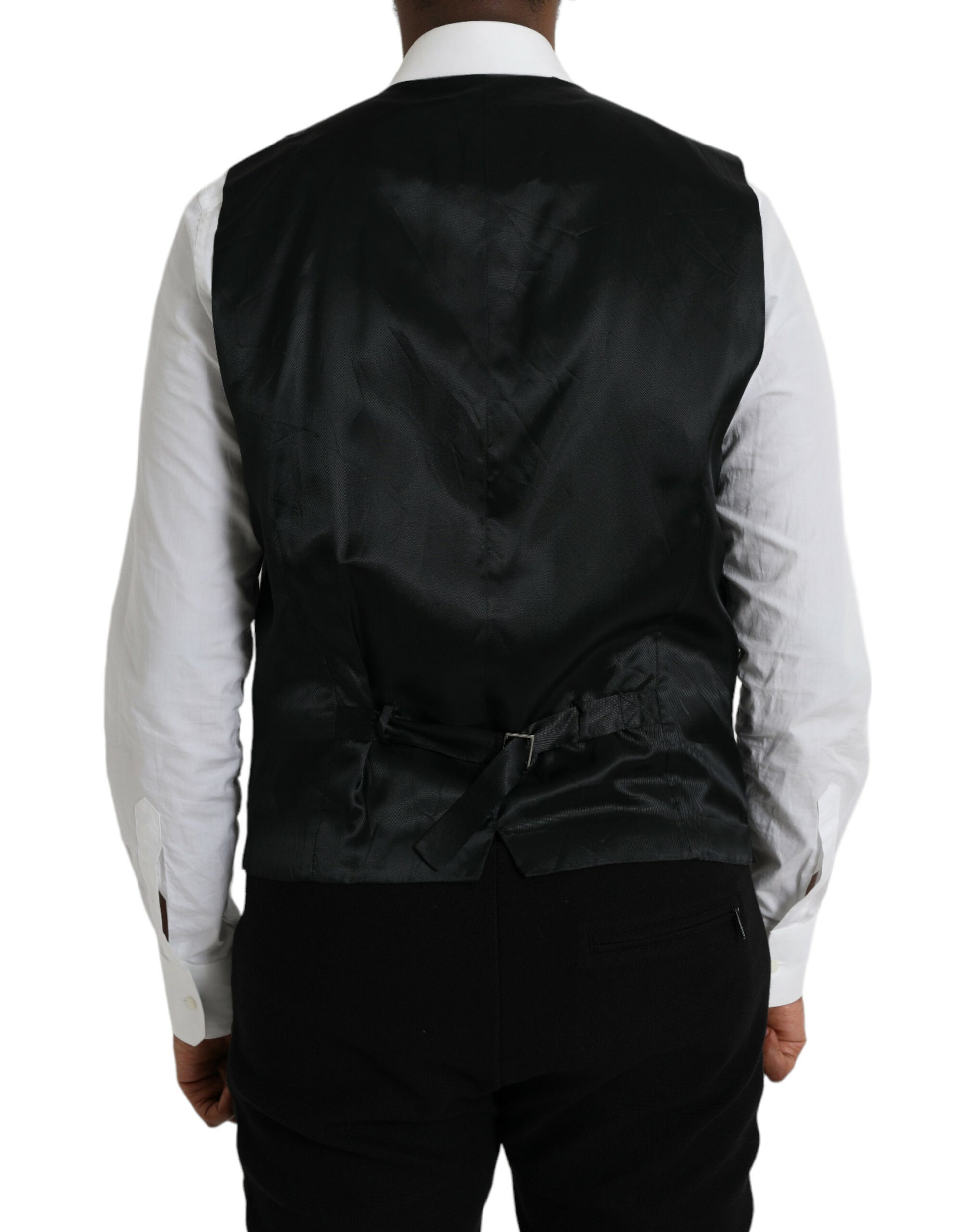 Black Wool Waistcoat Dress Formal Vest-Dolce & Gabbana-LabelTerrace.com