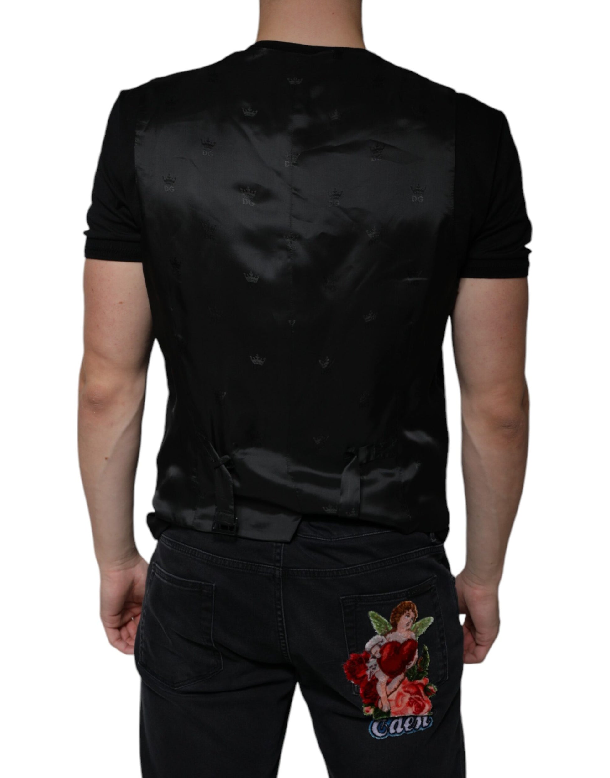 Black Wool Waistcoat Dress Formal Vest-Dolce & Gabbana-LabelTerrace.com