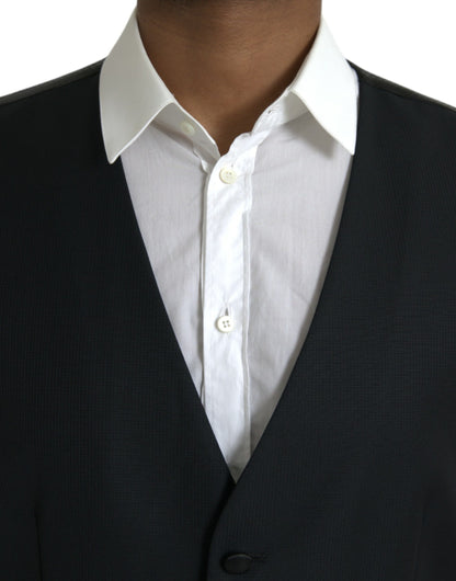 Black Wool Waistcoat Dress Formal Vest-Dolce & Gabbana-LabelTerrace.com