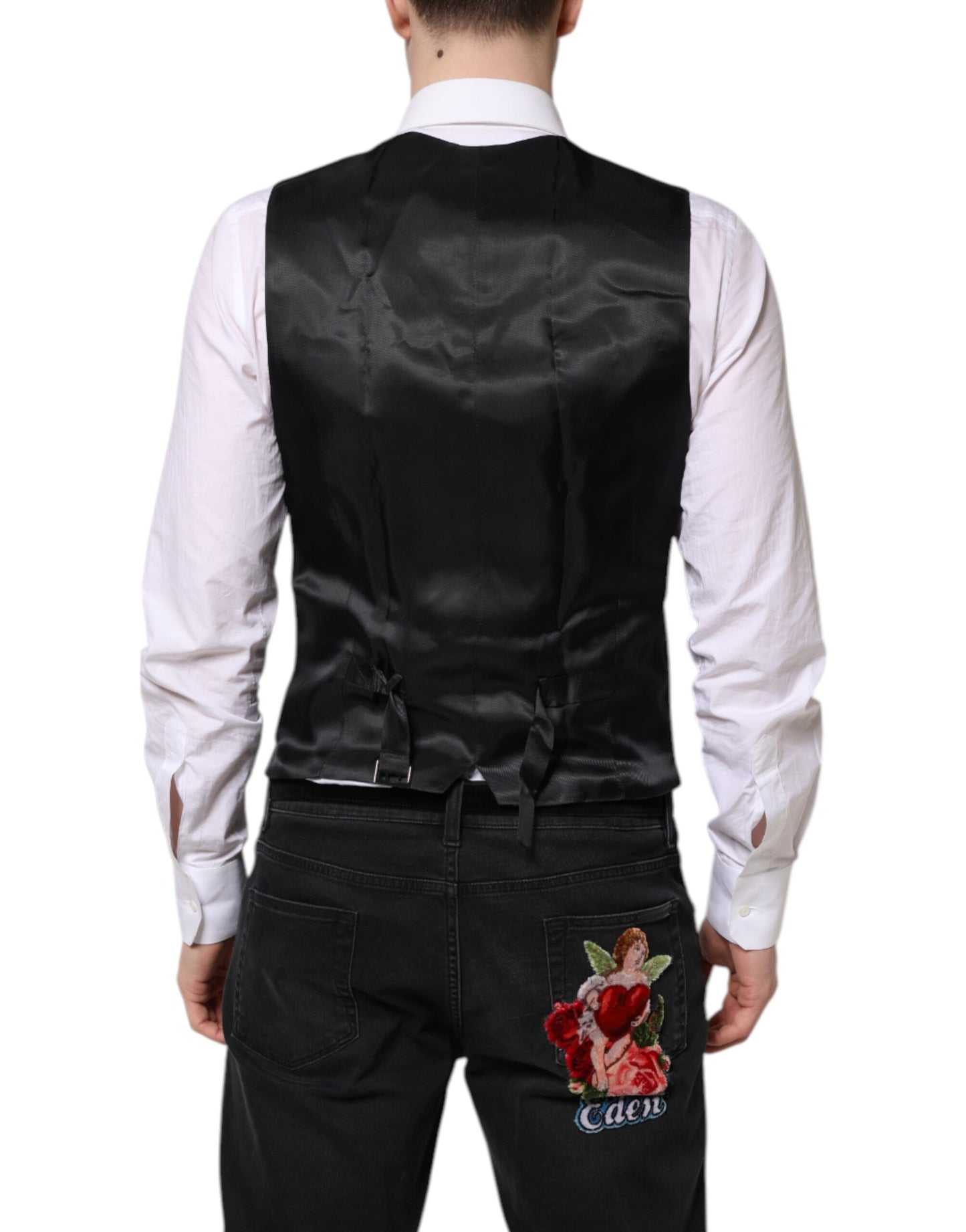Black Wool Waistcoat Dress Formal Vest-Dolce & Gabbana-LabelTerrace.com