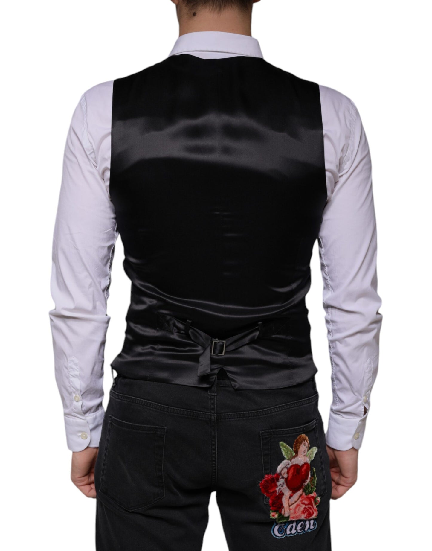 Black Wool Waistcoat Dress Formal Vest-Dolce & Gabbana-LabelTerrace.com