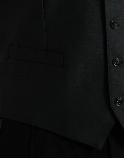 Black Wool Waistcoat Dress Formal Vest-Dolce & Gabbana-LabelTerrace.com