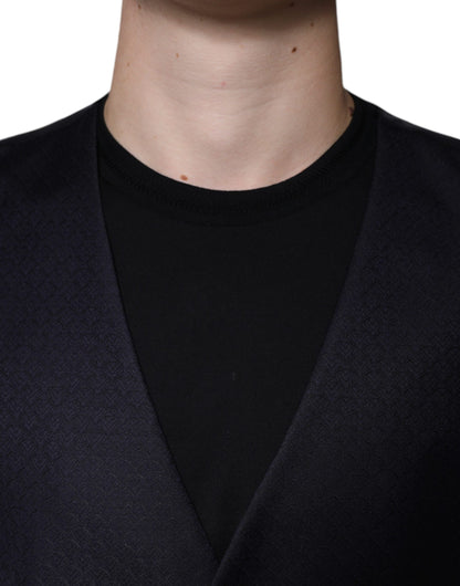 Black Wool Waistcoat Dress Formal Vest-Dolce & Gabbana-LabelTerrace.com