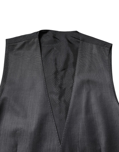 Black Wool Waistcoat Dress Formal Vest-Dolce & Gabbana-LabelTerrace.com