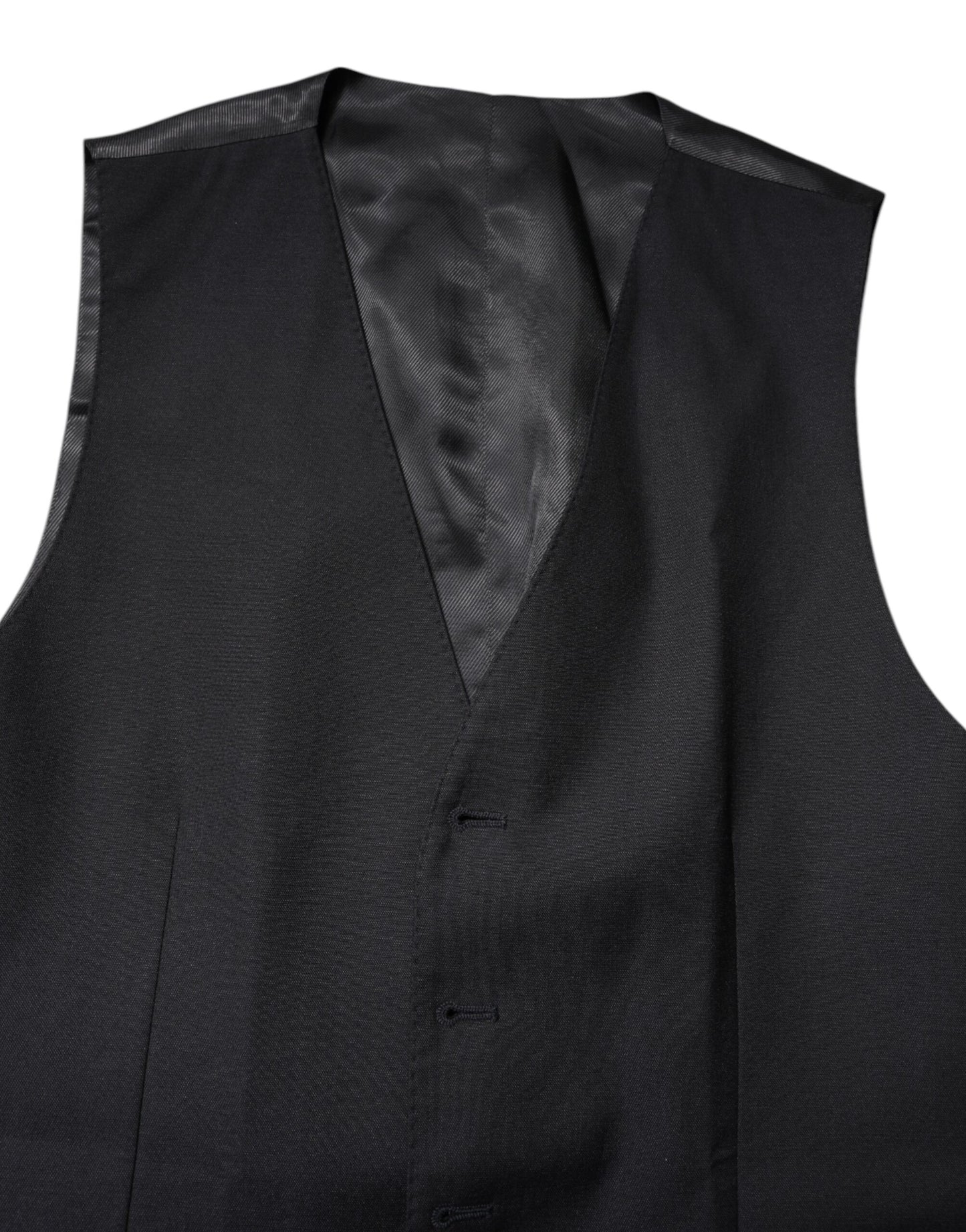 Black Wool Waistcoat Dress Formal Vest-Dolce & Gabbana-LabelTerrace.com