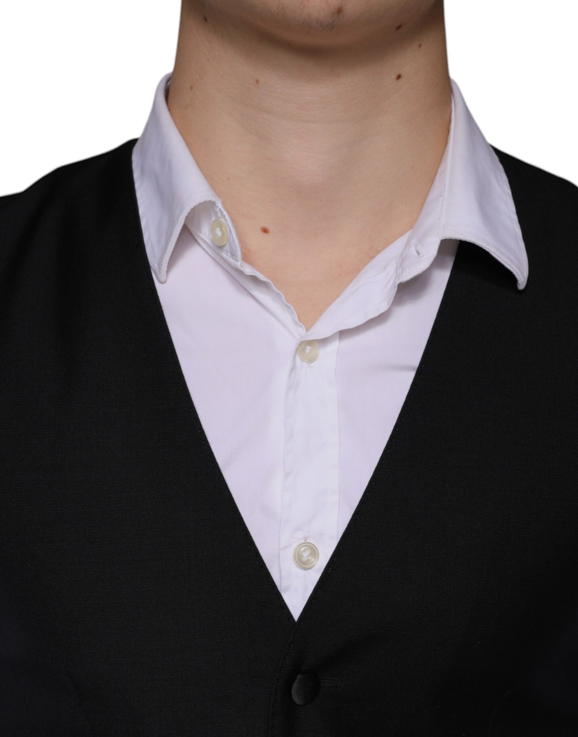 Black Wool Waistcoat Dress Formal Vest-Dolce & Gabbana-LabelTerrace.com