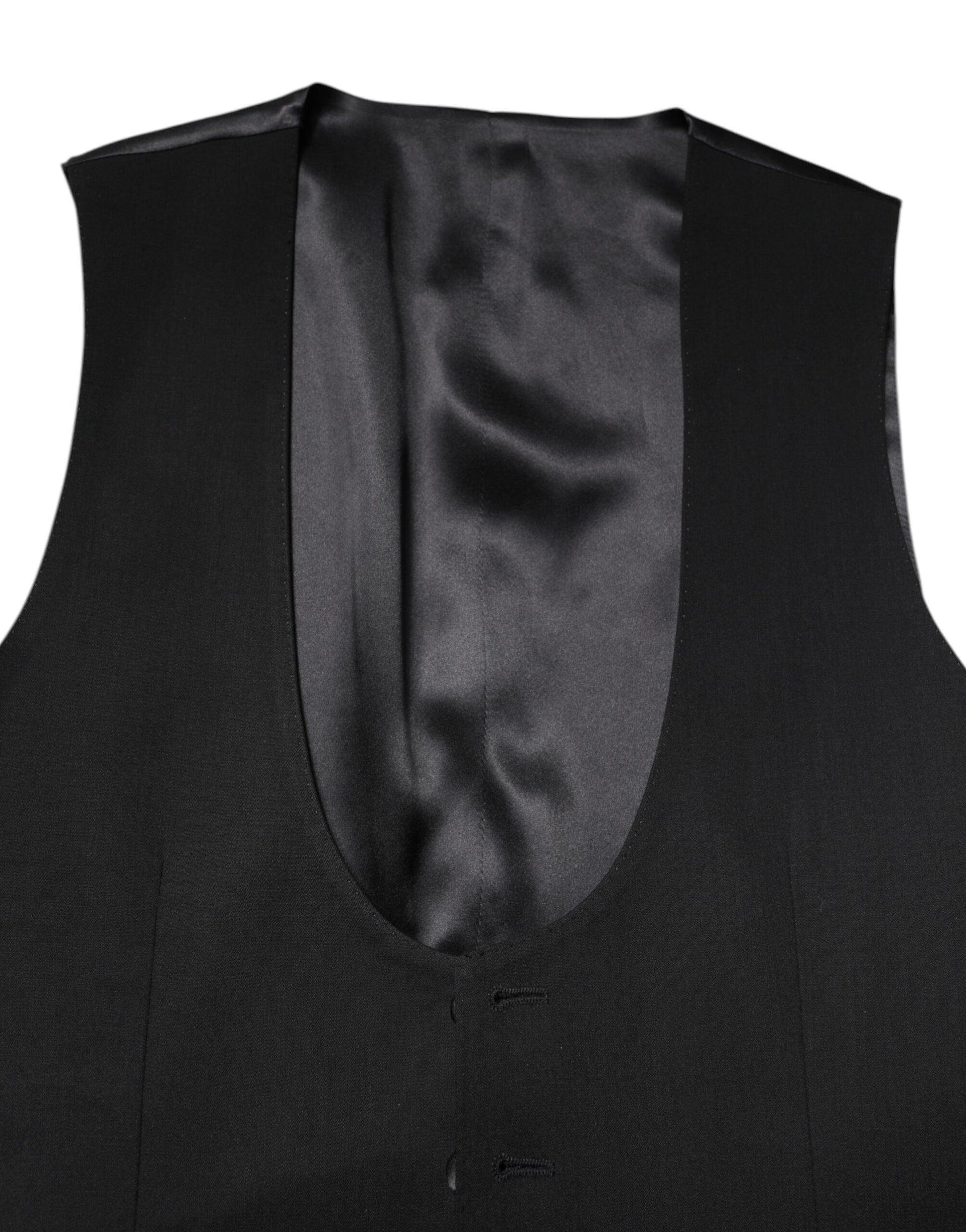 Black Wool Waistcoat Dress Formal Vest-Dolce & Gabbana-LabelTerrace.com