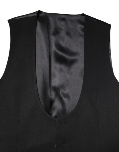 Black Wool Waistcoat Dress Formal Vest-Dolce & Gabbana-LabelTerrace.com