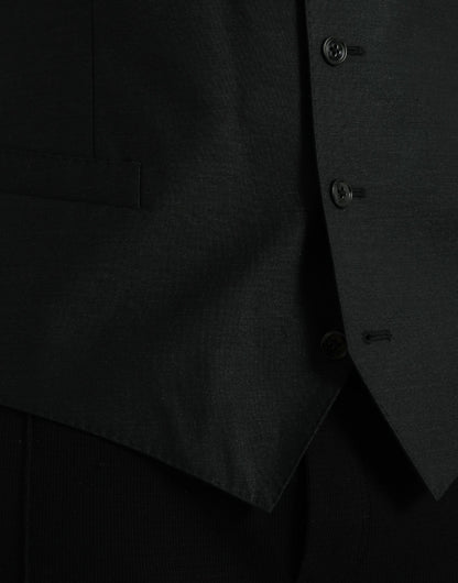 Black Wool Waistcoat Dress Formal Vest-Dolce & Gabbana-LabelTerrace.com