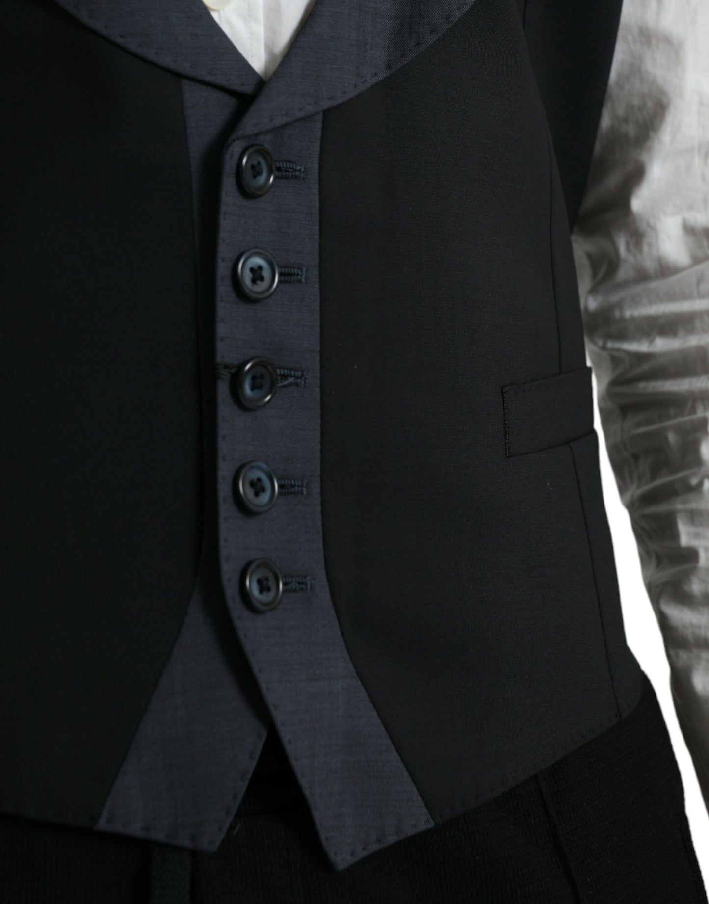 Black Wool Waistcoat Dress Formal Vest-Dolce & Gabbana-LabelTerrace.com