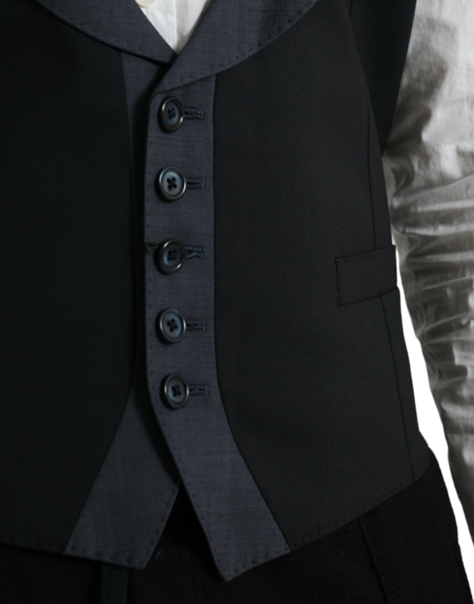 Black Wool Waistcoat Dress Formal Vest-Dolce & Gabbana-LabelTerrace.com