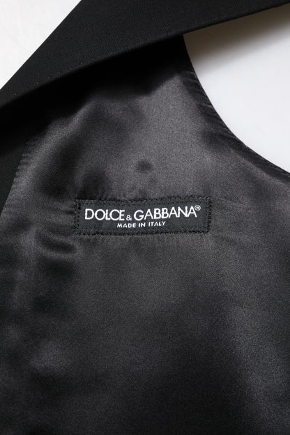 Black Wool Waistcoat Dress Formal Vest-Dolce & Gabbana-LabelTerrace.com