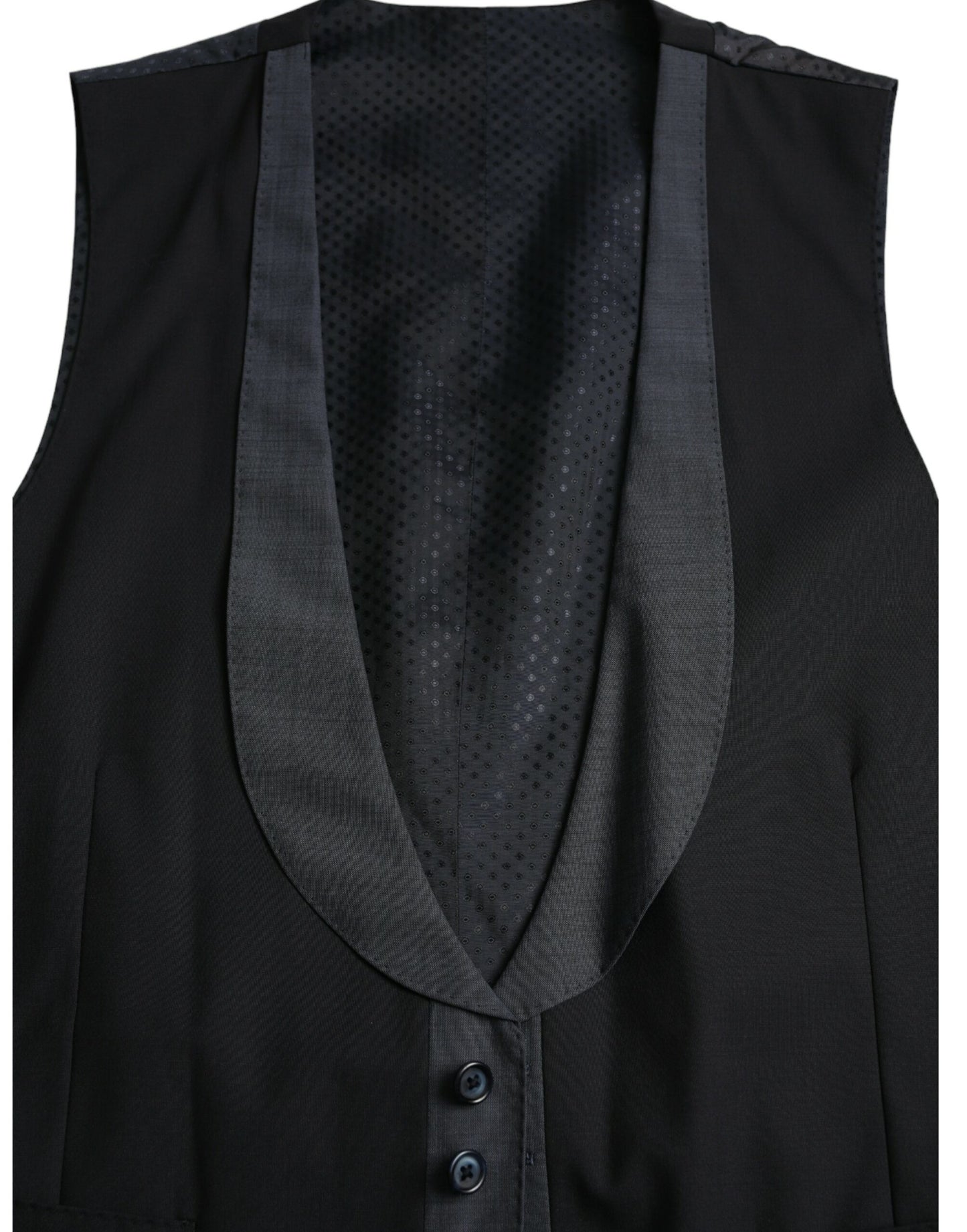 Black Wool Waistcoat Dress Formal Vest-Dolce & Gabbana-LabelTerrace.com