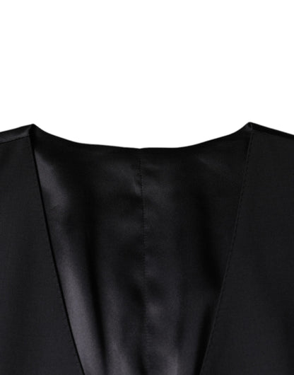 Black Wool Waistcoat Dress Formal Vest-Dolce & Gabbana-LabelTerrace.com