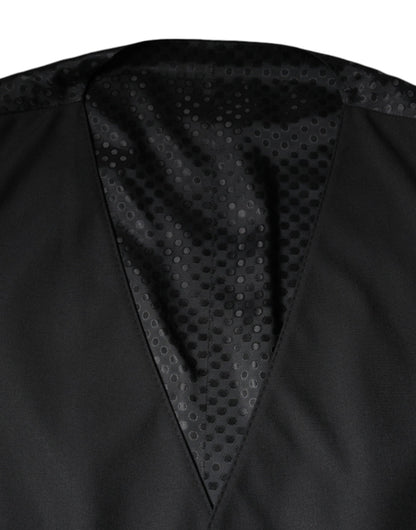 Black Wool Waistcoat Dress Formal Vest-Dolce & Gabbana-LabelTerrace.com