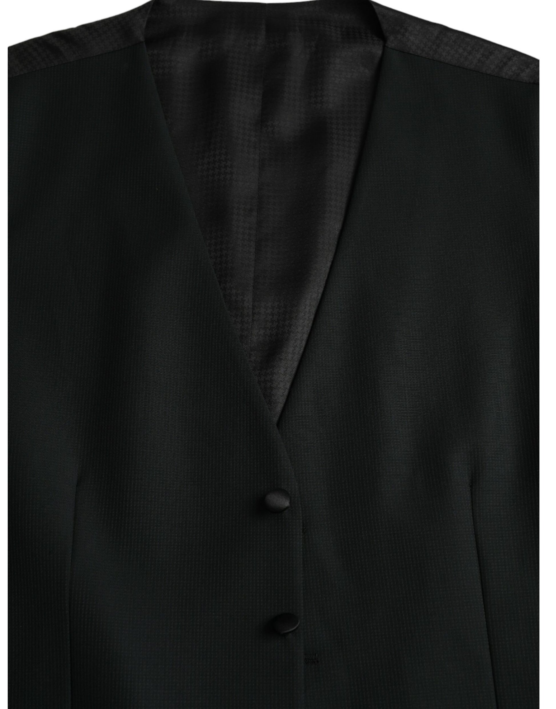 Black Wool Waistcoat Dress Formal Vest-Dolce & Gabbana-LabelTerrace.com