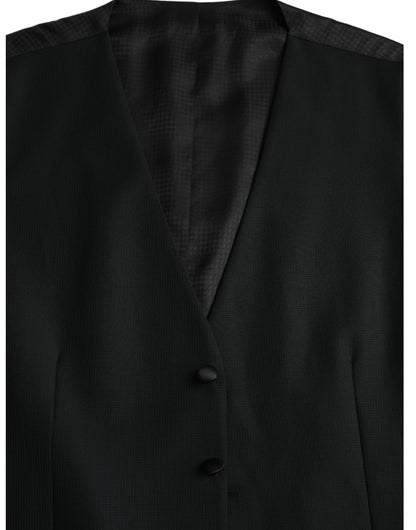 Black Wool Waistcoat Dress Formal Vest-Dolce & Gabbana-LabelTerrace.com