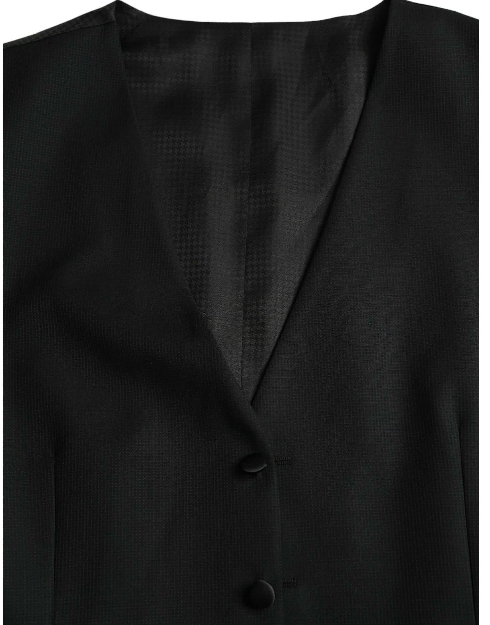 Black Wool Waistcoat Dress Formal Vest-Dolce & Gabbana-LabelTerrace.com