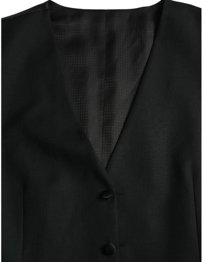 Black Wool Waistcoat Dress Formal Vest-Dolce & Gabbana-LabelTerrace.com