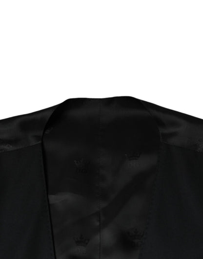 Black Wool Waistcoat Dress Formal Vest-Dolce & Gabbana-LabelTerrace.com