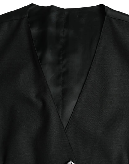 Black Wool Waistcoat Dress Formal Vest-Dolce & Gabbana-LabelTerrace.com
