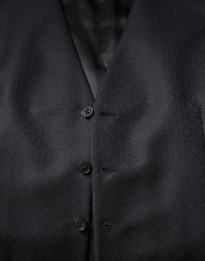 Black Wool Waistcoat Dress Formal Vest-Dolce & Gabbana-LabelTerrace.com