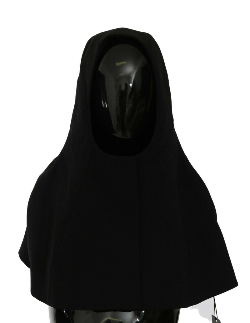 Black Wool Whole Head Hooded Scarf Hat-Dolce & Gabbana-LabelTerrace.com