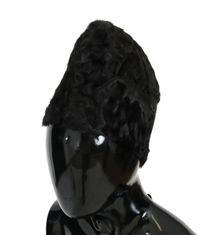 Black Xiangao Lamb Fur Beanie-Dolce & Gabbana-LabelTerrace.com