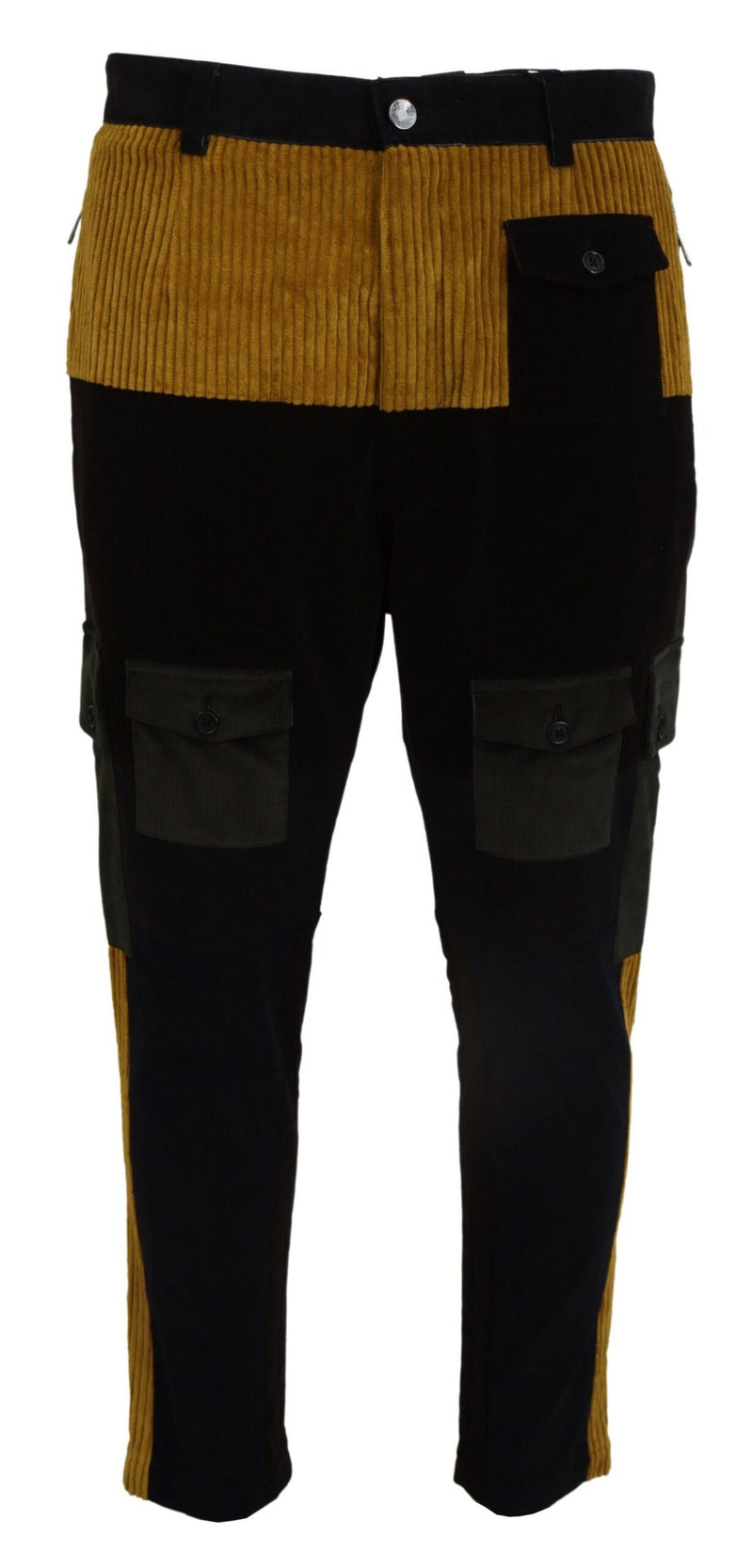 Black Yellow Cotton Men Pants-Dolce & Gabbana-LabelTerrace.com