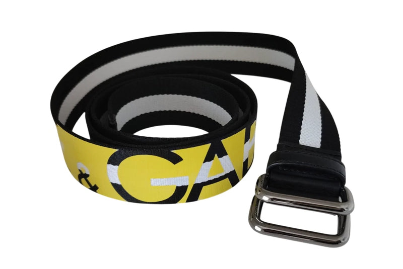 Black Yellow Logo Striped Metal Buckle Belt-Dolce & Gabbana-LabelTerrace.com