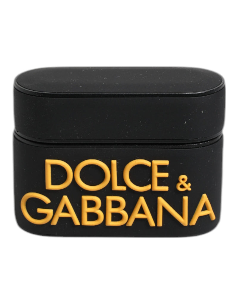 Black Yellow Silicone Embossed Logo Airpods Case-Dolce & Gabbana-LabelTerrace.com